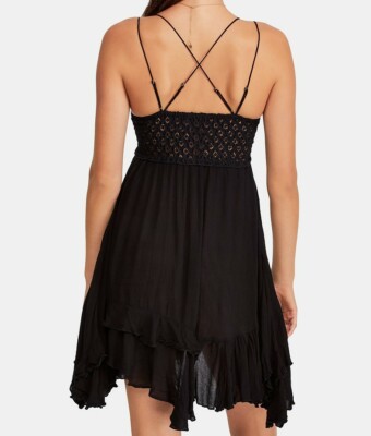 Free People Adella Slip Dress - Black - S