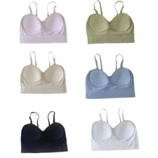 Women Longline Sports Bra Wirefree Padded Yoga Bras Gym Running Workout Top