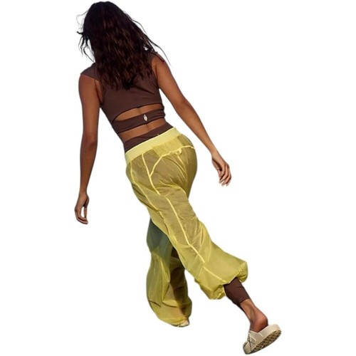Pantaloni Joggers Free People FP Movement Giallo Pallido Alte Maree Trasparenti Fluidi XS Nuovi - Foto 3 di 7