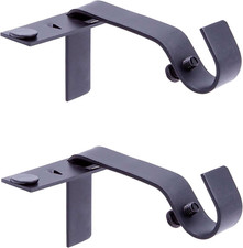Fast Fit 5/8" No Measure Curtain Rod Brackets, Matte Black