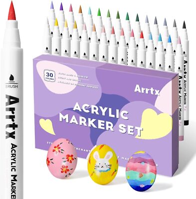 Arrtx 30 Colors Acrylic Paint Pens for Rock Painting Water Based Paint Markers