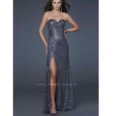la femme silver sequin dress La Femme 28401 Women's Formal Evening & Wedding Guest Dress - Black