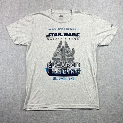 Star Wars Galaxy's Edge Black Spire Outpost T Shirt Mens Medium Opening Day Gray