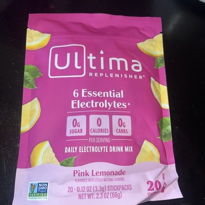 Ultima Replenisher Electrolyte Drink Mix Powder 20 PINK LEMONADE Sticks 1/2028