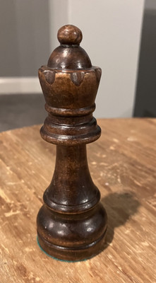 Vintage Hand-Carved Wooden Chess Piece - Queen 4.80'' in Height Replacement