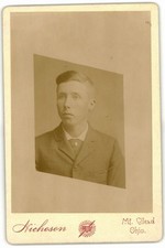 Cabinet Card Circa 1880s Nichoson Young Man in Suit Mt Gilead Ohio