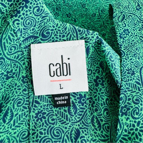 CAbi Bountiful Blouse green Flowey cut out long sleeve women’s large - Bild 7 von 9