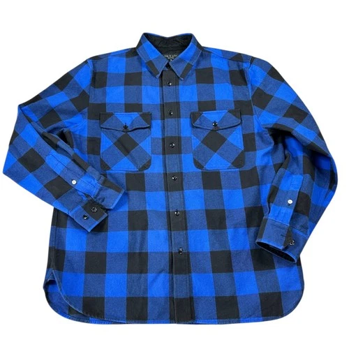rag & bone Shirt Jacket Mens XL Blue Black Buffalo Plaid Flannel CPO Shacket image 8