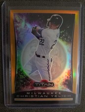 2020 PANINI CHRONICLES TITAN CHRISTIAN YELICH NEON ORANGE PARALLEL #/17 BREWERS 