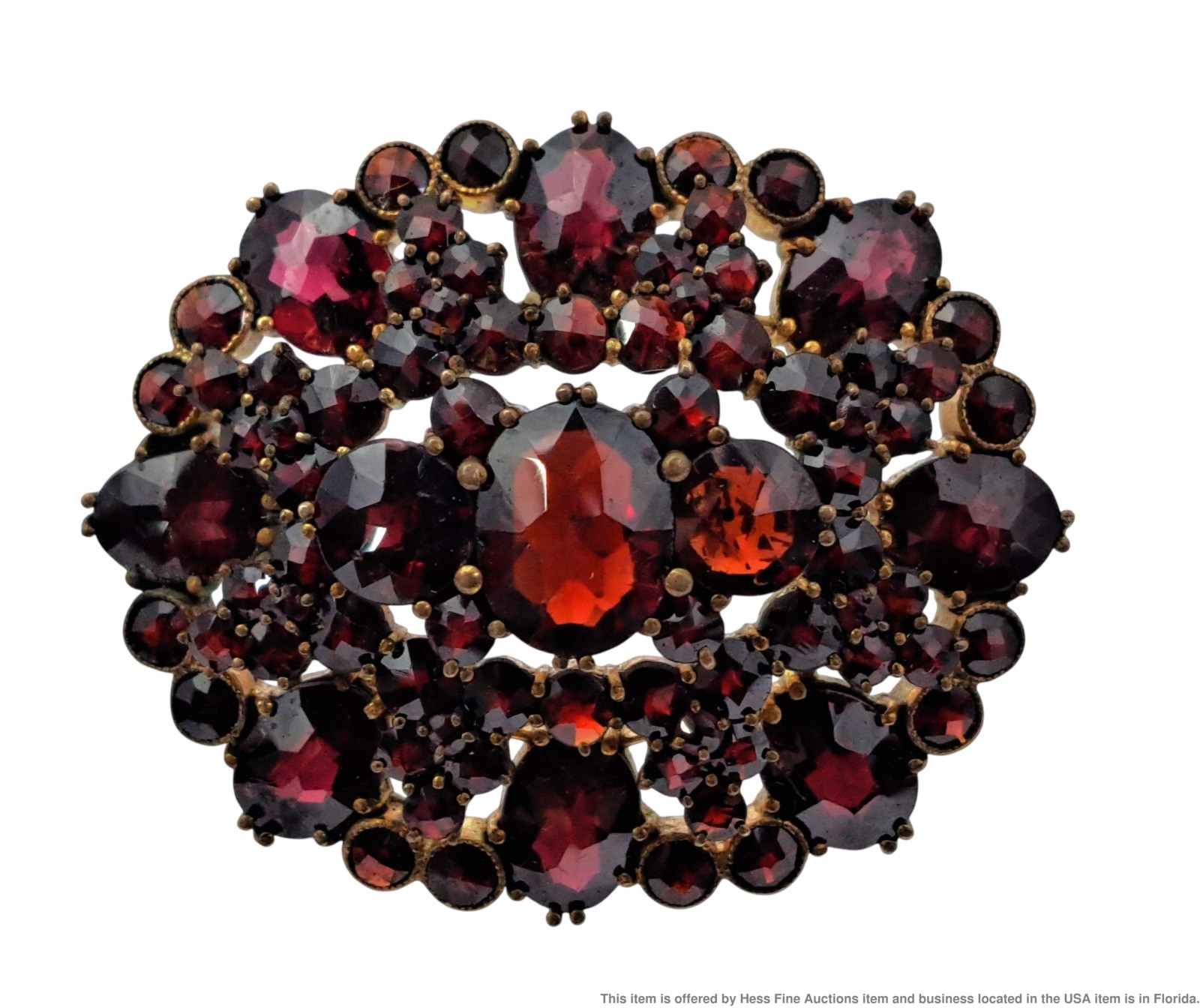 Antique 31.44ctw Fine Quality Bohemian Garnet Czecho Slovakia Signed Brooch