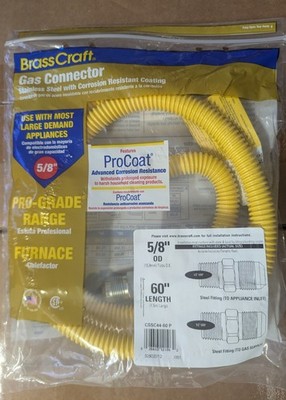 BrassCraft ProCoat 1/2'' MIP x 1/2'' MIP 60'' Stainless Steel Gas Connector 5/8'' OD