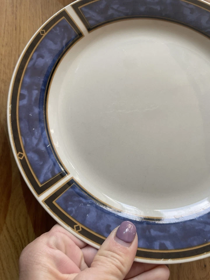 "Platos de cena vintage Gibson Designs Royal Duches azules 7 3/4""D azul jaspeado" Foto 4 de 4