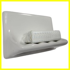 Snow White Ceramic Tile Soap Dish Shower Tray Vintage Mid Century Modern Retro