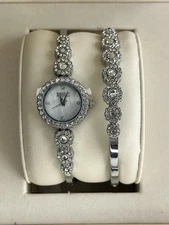 Badgley Mischka Watch BA/1405SVST Silver With Diamond