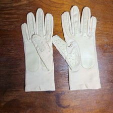 Vintage Driving Gloves Nylon Cream Vanilla Women's Textured OSFA