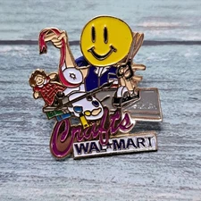 Walmart Employee Pin -  Wal-Mart Crafts Department Smiley Paint Ribbon Art