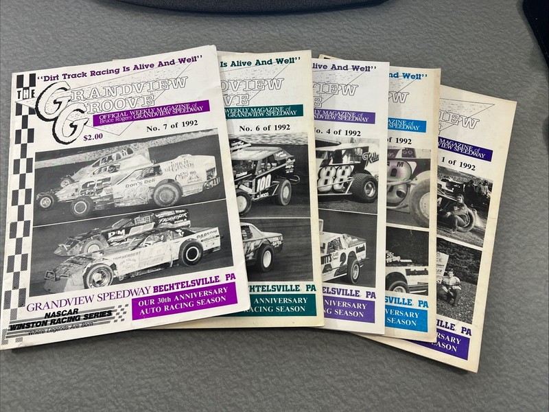 Vintage 1992 Grandview Groove Speedway (PA) Official Souveinir Program Lot Of 5