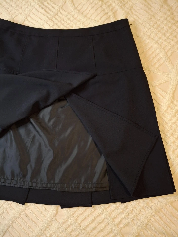 Tommy Hilfiger Mujer Talla 16 Azul Marino Plisado Falda Escuela Elastizada Cremallera Lateral Foto 4 de 4