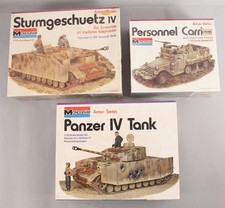 3 Vintage MONOGRAM Mattel Sturmgeschuetz IV Panzer IV Tank Military WWII Models