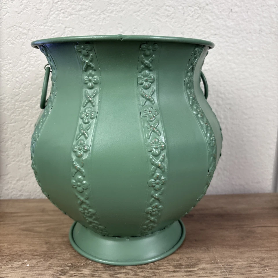  Florero de metal recipiente cubo decoración floral granja jardín  Foto 3 de 4