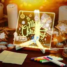 Acrylic Dry Erase Board with Light Up,LED Note Board with Stand and Colorful ...