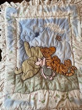 Classic Pooh Crib Bedding Set Quilt Crib Sheet  Bed Skirt Vintage 100 Cotton P