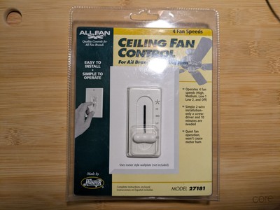 Hunter 27181 White 4-Speed Ceiling Fan Wall Switch Control for All Fans - SEALED