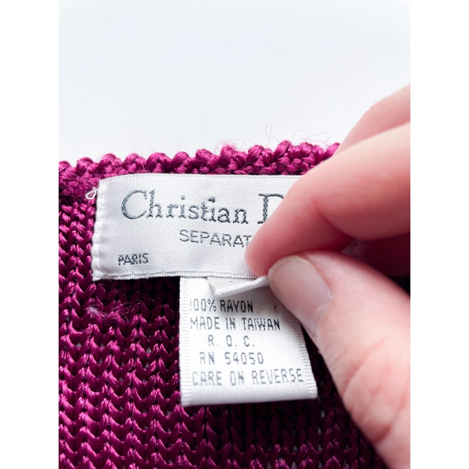 Suéter feminino vintage anos 80 Christian Dior separa manga curta desleixado tamanho M - Imagem 3 de 4