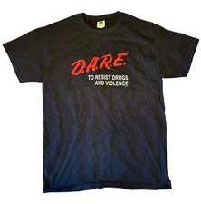 D.A.R.E. DARE To Resist Drugs and Violence Black T-Shirt Men's Unisex Medium NEW