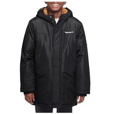 Timberland Black Fleece Lined Parka Block Puffer Style Jacket Youth M 10/12