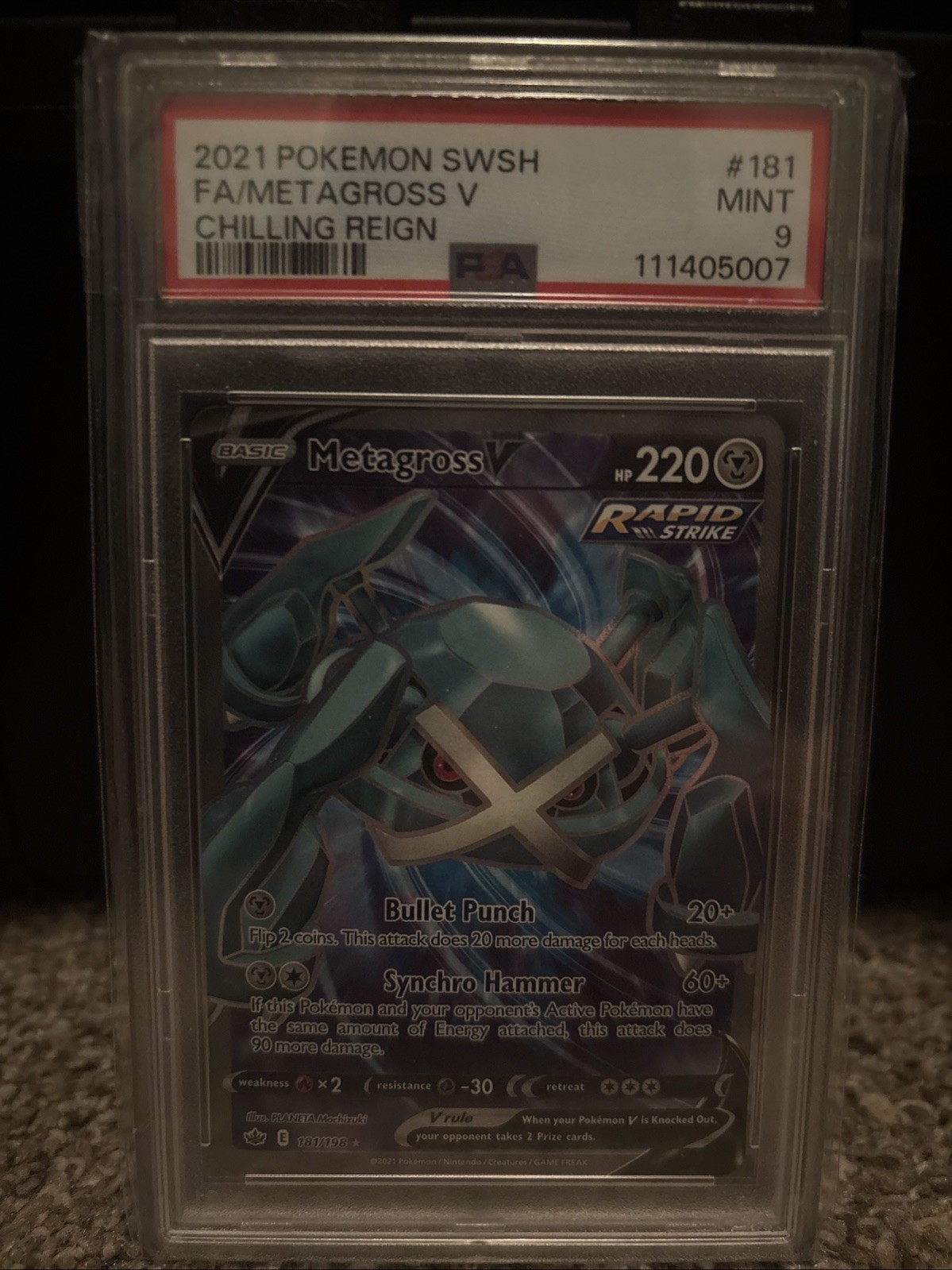 Pokémon TCG Metagross v Chilling Reign Full Art Ultra Rare PSA 9