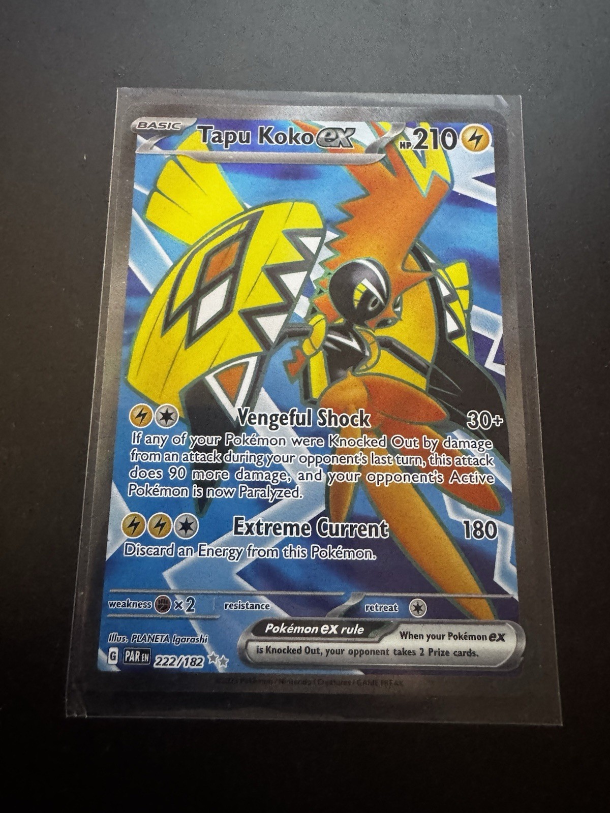 Tapu Koko ex 222/182 SV04: Paradox Rift Ultra Rare Holo Basic 210HP English