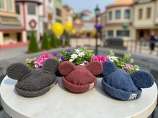Tokyo Disney Resort Mickey Mouse Boa Cap Set Blue Pink Gray Fluffy Hat Japan Ltd