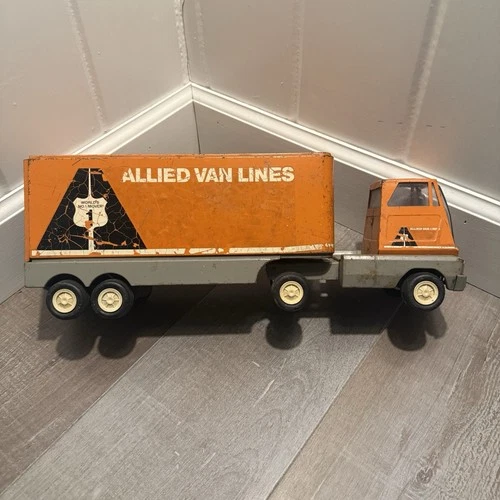 Vintage Tonka Allied Van Lines Pressed Steel Semi Truck w/ Trailer Toy