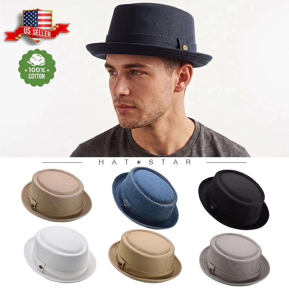Men's Everyday Cotton All Season Pork pie Boater Derby Fedora Sun Hat
Opens in a new window or tab