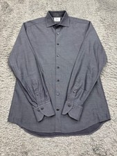 Stenstroms Shirt Men 15.5 40 Gray Fitted Body Twofold Super Cotton Button Up