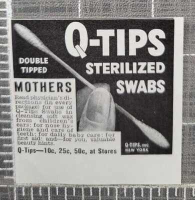 Q Tips Sterilized Swabs Vintage Print Ad 1942