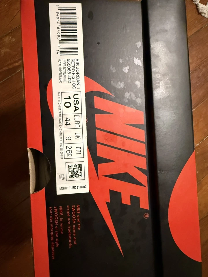 Nike Air Jordan 1 Retro Alto OG Hyper Royal 555088-402 Zapatos con caja talla 10 Foto 3 de 4