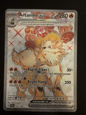 Arcanine ex 224/198 Scarlet and Violet Base Set  Holo Ultra Rare NM