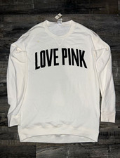 PINK Victoria's Secret Cream Crew Neck Pullover Logo Graphic Sweatshirt M