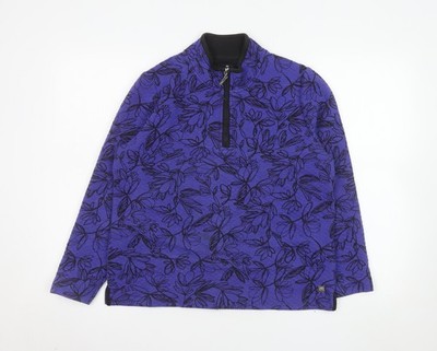Tigi Damen lila Blumen 1/4 Reißverschluss Pullover Sweatshirt Größe 14/16