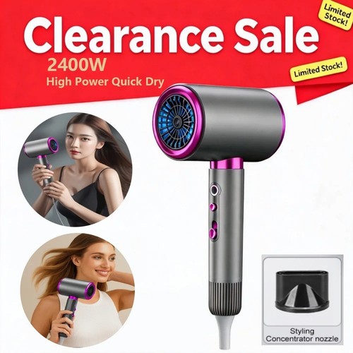 2400W High-Speed Hair Dryer Professional with Nozzle Settings Quick Blow Dry Ion