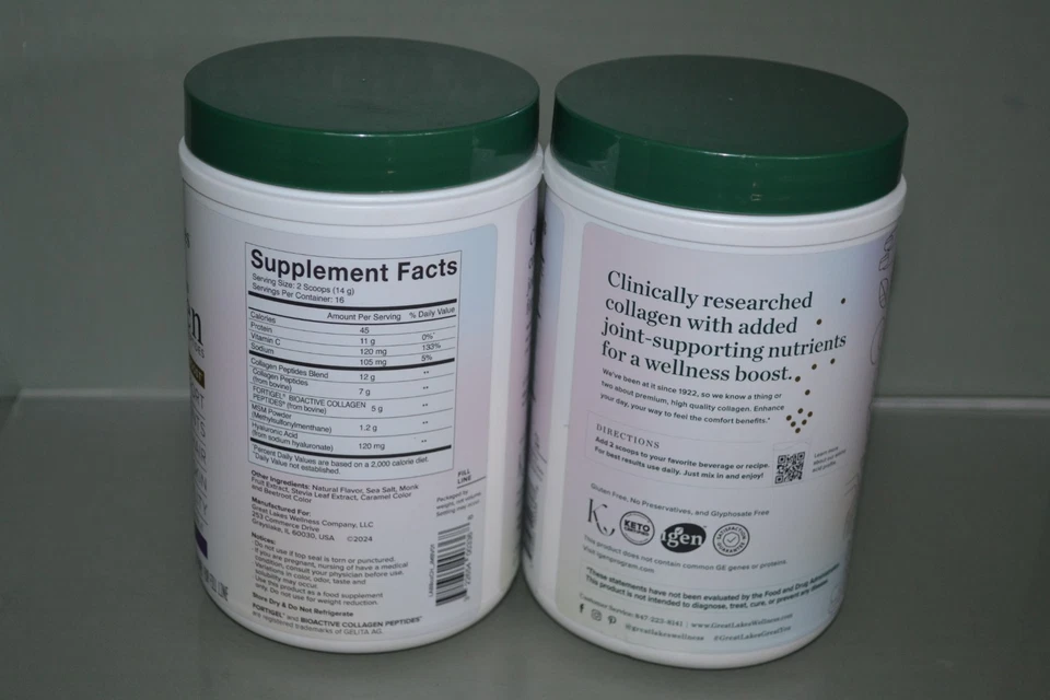 (2) Péptidos avanzados de colágeno Great Lakes, caramelo clásico, polvo de 8 oz, 28/04 Foto 2 de 2