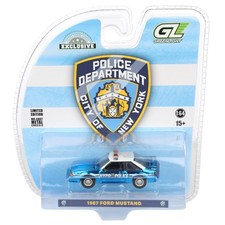 Blue Chrome 164 1987 Ford Mustang Foxbody Nypd Glt30527 Blue Chrome 164 1987 Ford Mustang Foxbody Nypd Glt30527
