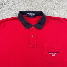 Polo Sport Polo Shirt Mens XL Red Ralph Lauren Short Sleeve Pocket Flag Pique