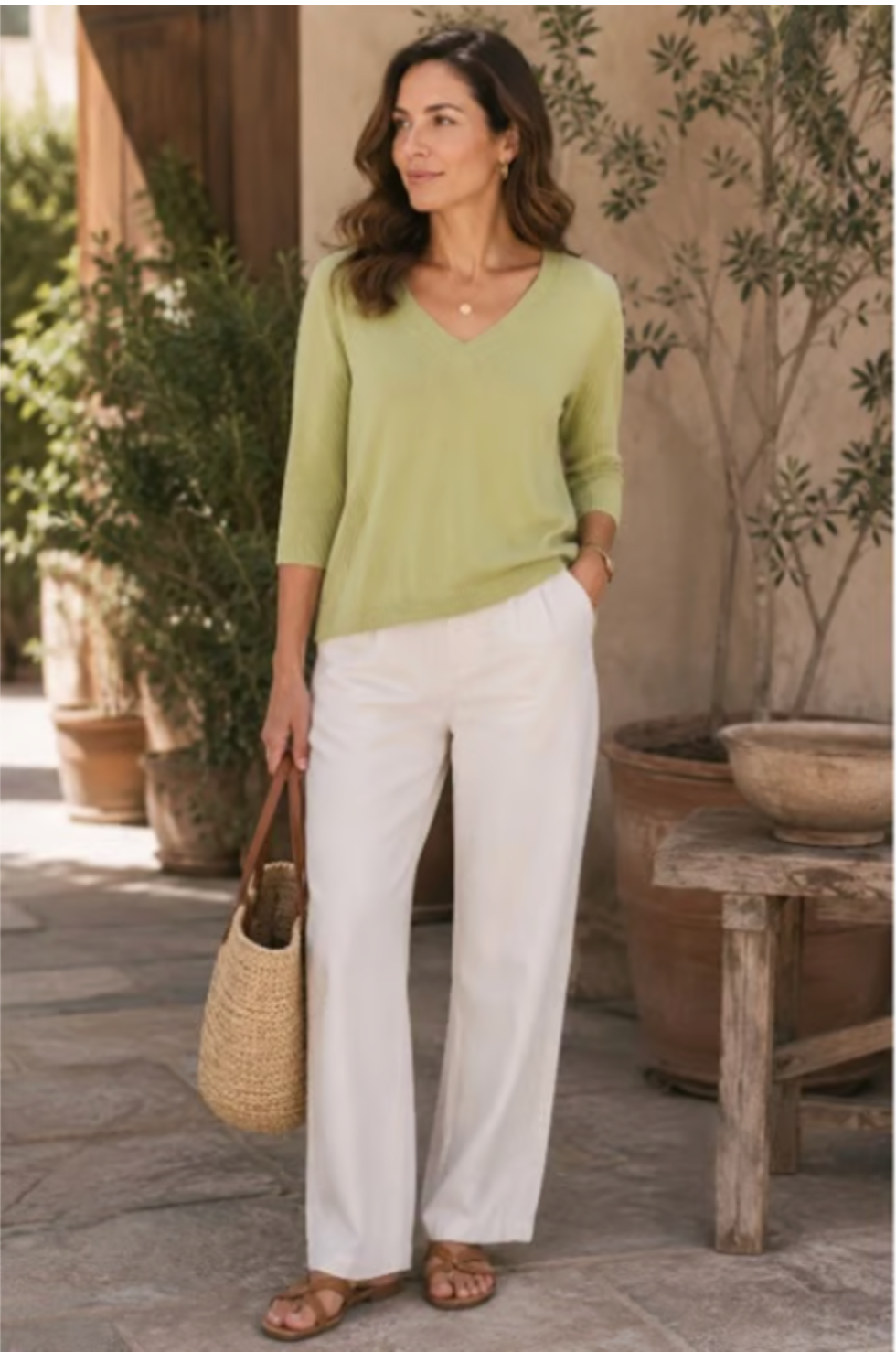 Eddie Bauer XL Lime Green V-Neck Sweater Ribbed Knit Cotton Blend Soft Casual