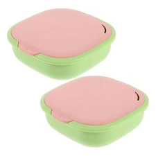  2 Pcs Denture Holder Cute Slim Retainer Aligner Case with Mirror