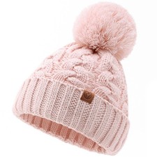 Toddler Winter Hat Toddler Pom Pom Beanie Kids Warm Lined Knit Hat Baby Winte...