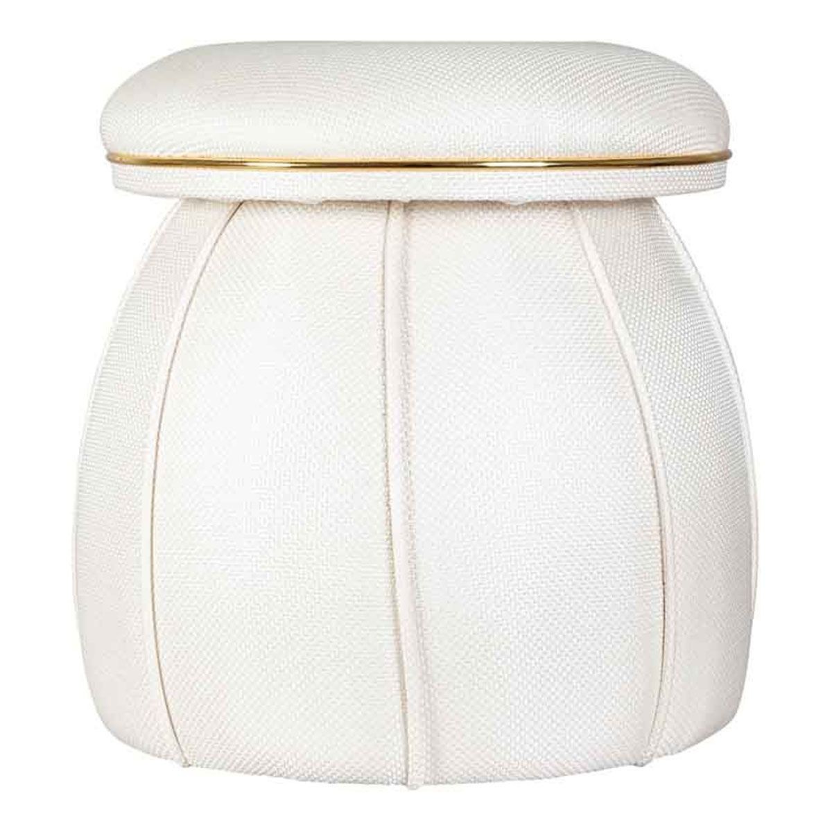 Tabouret Corin en velours beige et métal doré de style haute couture