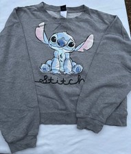 Disney Lilo  Stitch Graphic Gray Pullover Sweatshirt Women's XL Relaxed
